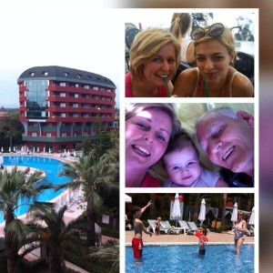 Hotel, Lisa en Loes, Loes, Nyla, mijn vader, Luca, Anouar en ik.